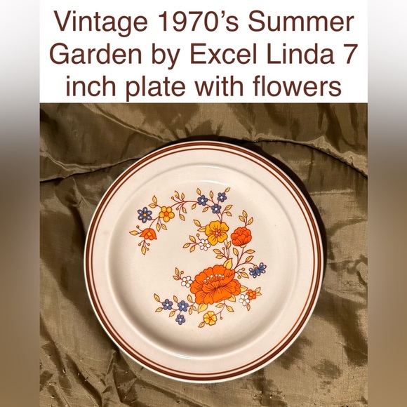 Excel Linda Other - Vintage 1970’s Summer Garden by Excel Linda 7 inch plate with flowers